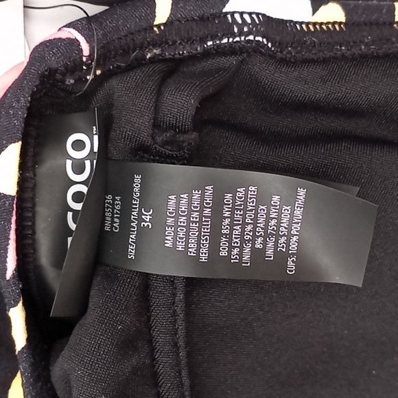 Coco Reef Retro Swirl‎ Ultra Fit Bra-Sized Underwire Tankini Swim Top Black 34C - Picture 10 of 11